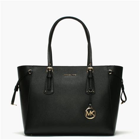 michael kors bag blacksmall|Michael Kors black tote bag.